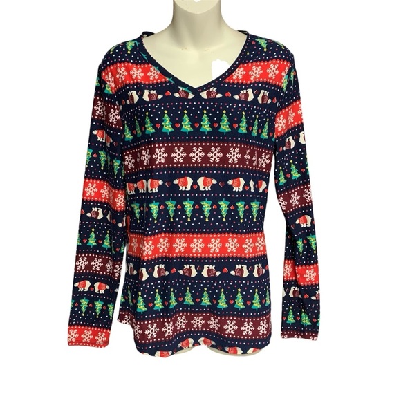 No Boundaries long sleeve T-shirt size XL 15-17 Christmas theme blue/red - Picture 1 of 6